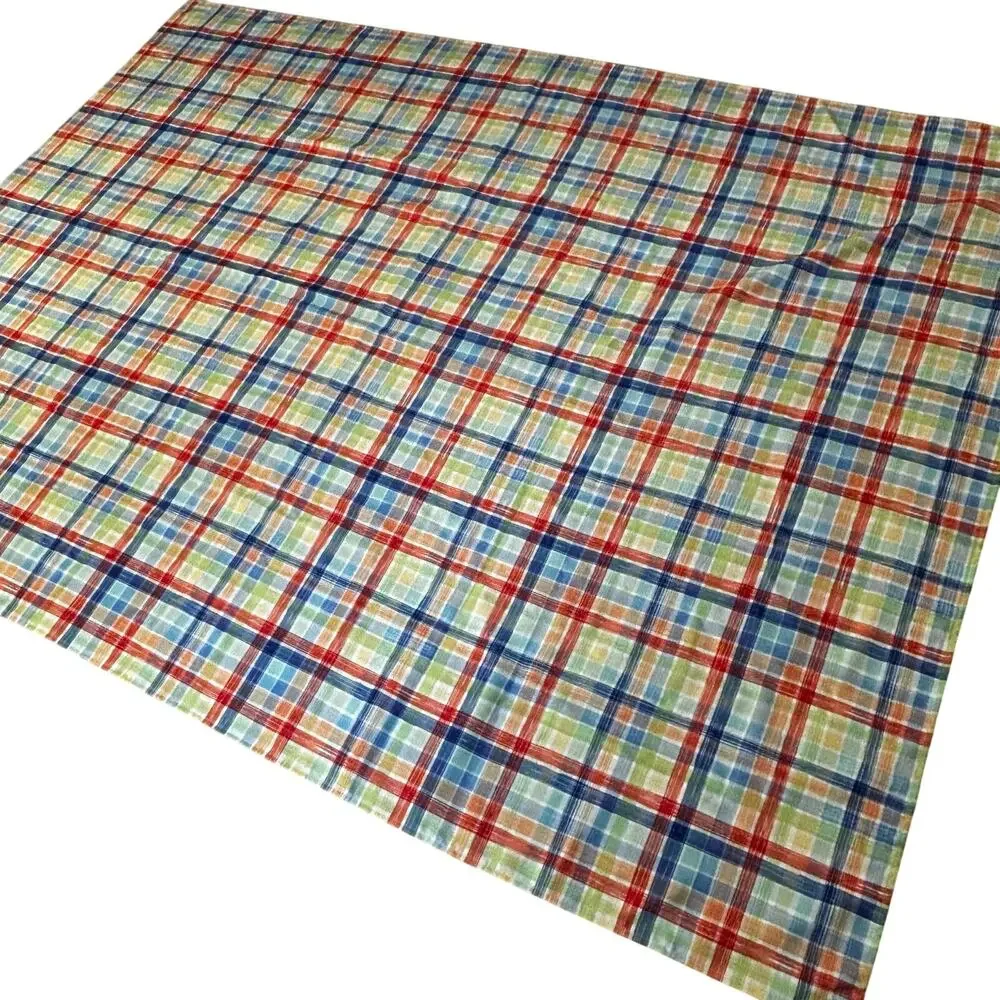 Fiesta Tableware plaid table cloth blue orange & green 100% polyester rectangle